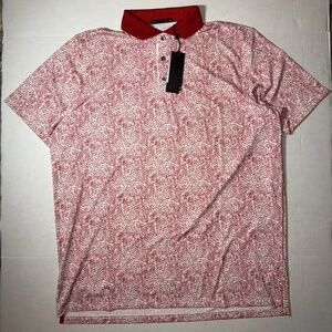 Greyson Red and White Patterned Polo Shirt